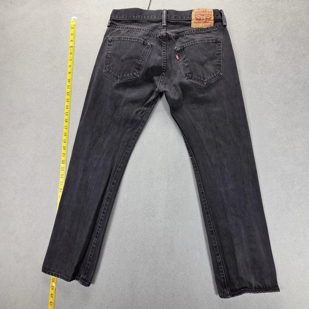 Levis 501‎ Jeans Mens Gray Charcoal Wash Straight Regular Button Fly Fits 30x27